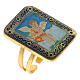 Gold plated ring, Angel on blue background s1