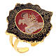 Ring with enammeled medal, angel with lyre, orange background s1