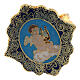 Ring with enammeled medal, angel with lyre, light blue background s2