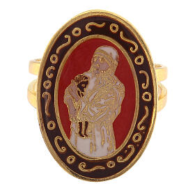 Ring verstellbar und vergoldet Mutter Teresa, Koralle