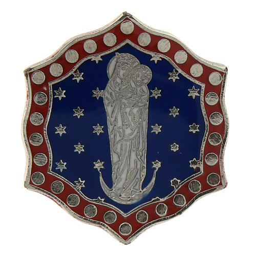 Ring verstellbar und versilbert Maria mit dem Jesuskind auf Halbmond, blau 2
