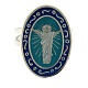 Adjustable ring, Risen Christ, light blue oval medal s2