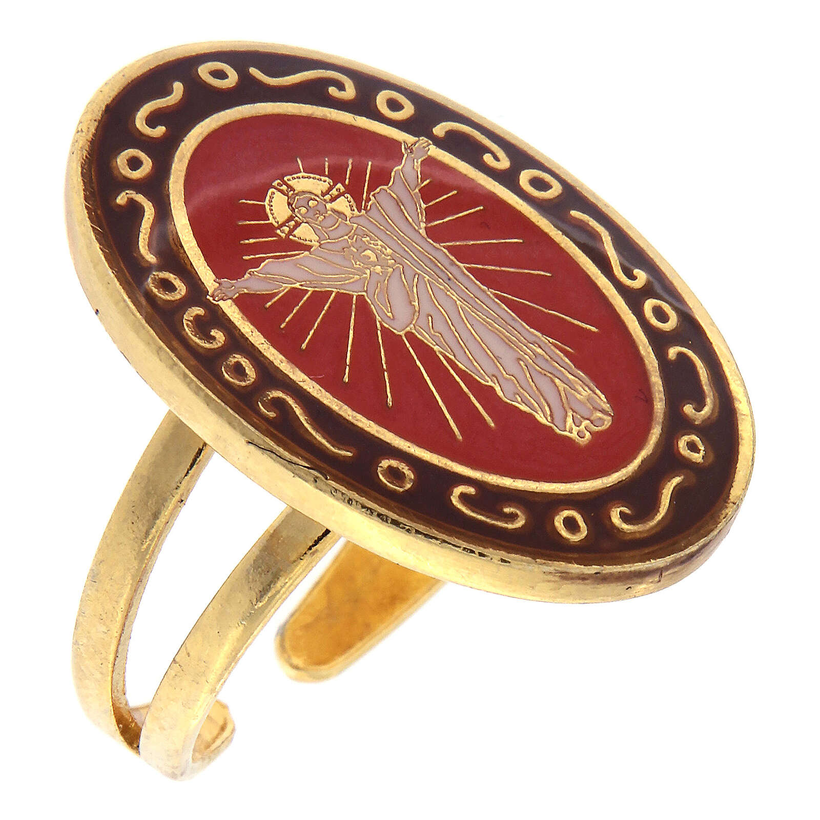 Bague Christ ressuscité corail taille réglable 3