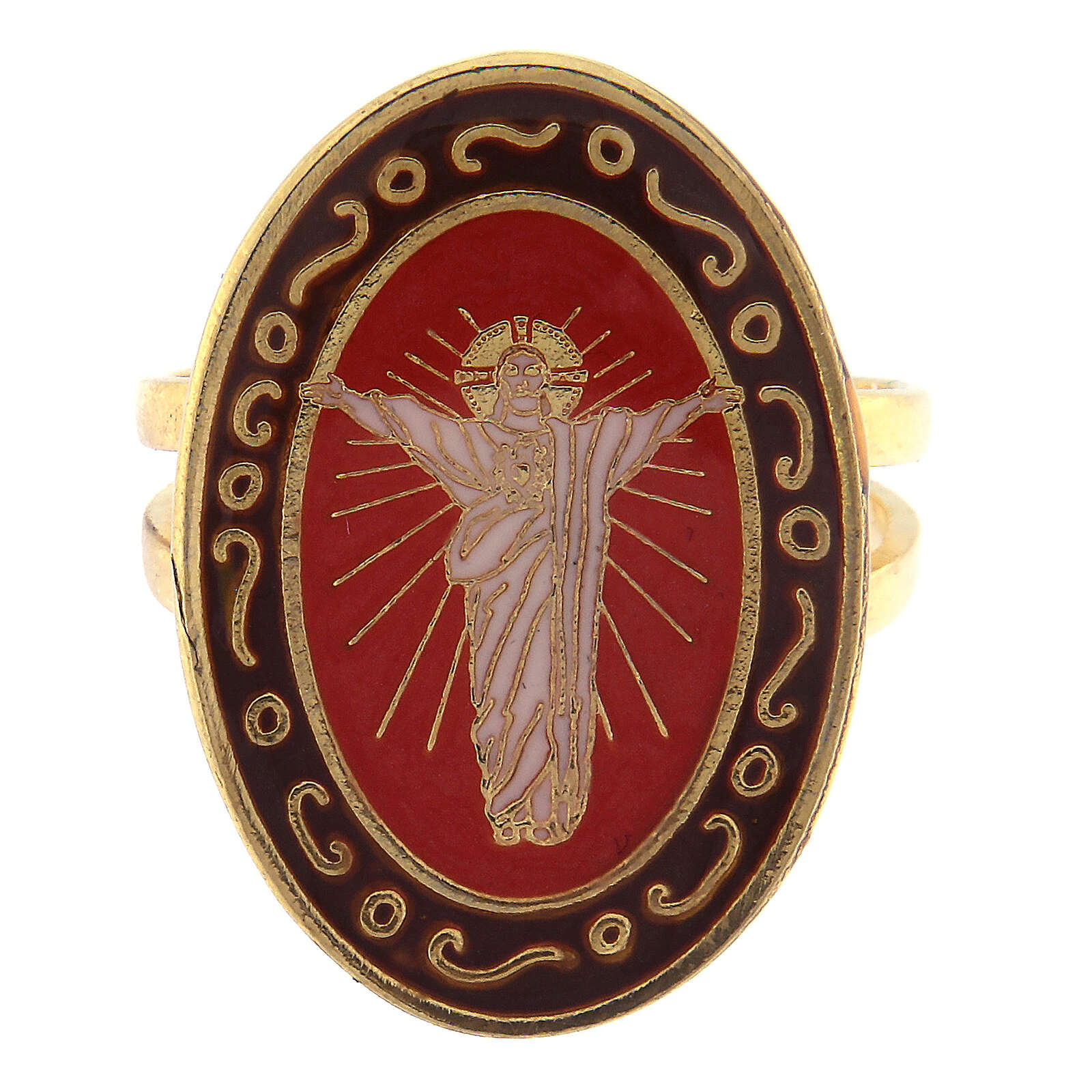Bague Christ ressuscité corail taille réglable 3