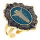 Gold plated ring of Risen Christ, light blue enamel s1