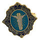 Gold plated ring of Risen Christ, light blue enamel s2