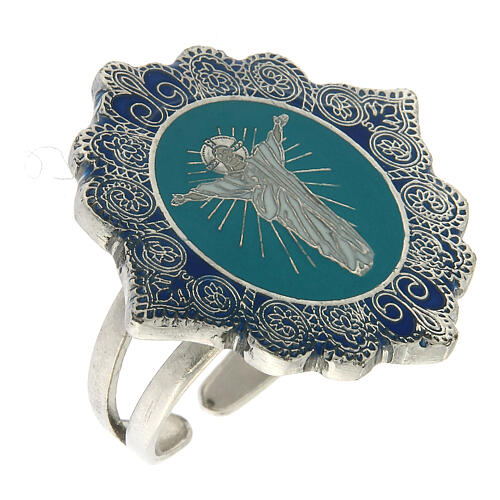 Ring of Risen Christ, light blue enamel 1