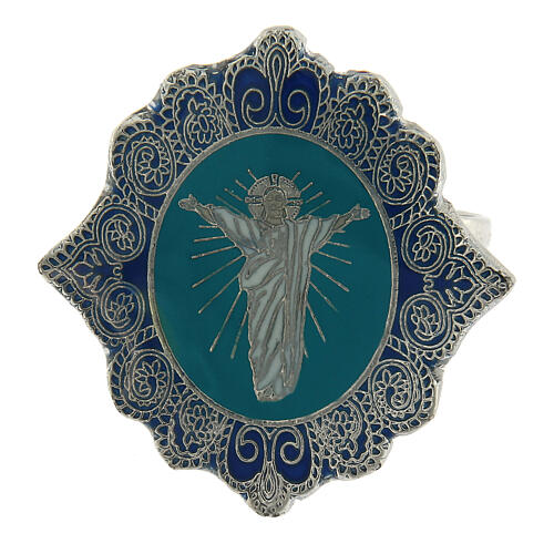Ring of Risen Christ, light blue enamel 2