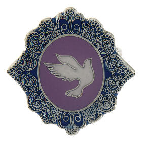 Adjustable ring, Dove of Peace, lilac enamel