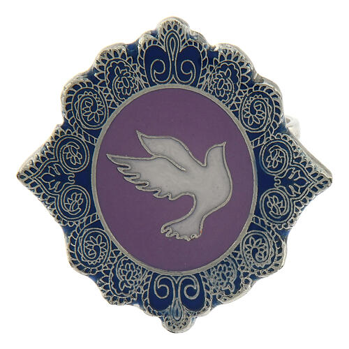 Adjustable ring, Dove of Peace, lilac enamel 2