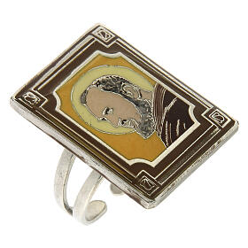 Ring verstellbar mit Motiv Pio von Pietrelcina, ockerfarben