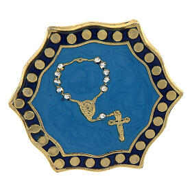 Ring with single decade rosary, blue medal, adjustable diameter