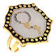 Gold plated ring with single decade rosary, white medal, adjustable diameter s1