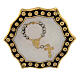 Gold plated ring with single decade rosary, white medal, adjustable diameter s2