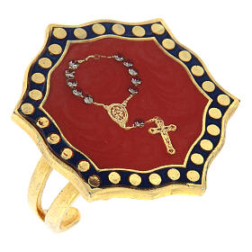 Bague Chapelet dizainier fond nacré taille réglable s4