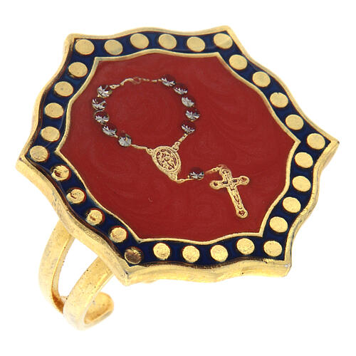 Bague Chapelet dizainier fond nacré taille réglable 4