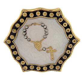 One-decade rosary ring with adjustable mother of pearl