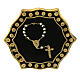 Gold plated ring with single decade rosary, black medal, adjustable diameter s2