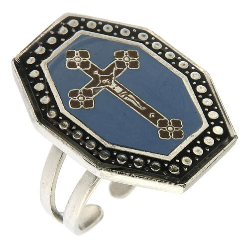 Ring verstellbar mit Kreuz, blau 1