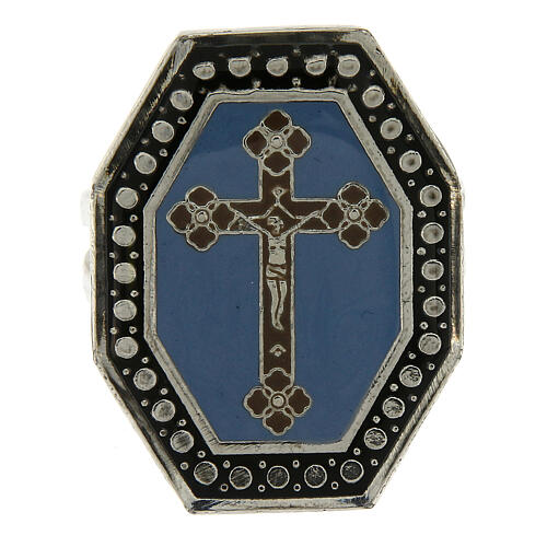 Ring verstellbar mit Kreuz, blau 2