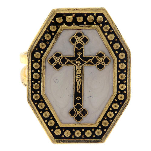 Gold plated ring, cross on white background 2