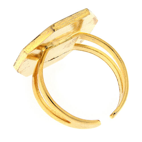 Gold plated ring, cross on white background 3