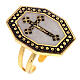 Gold plated ring, cross on white background s1