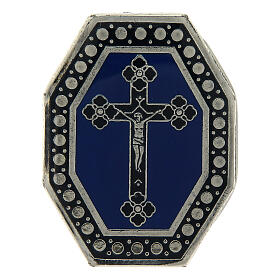 Pierścionek regulowany Krzyż, tło niebieskie