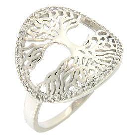 Ring aus Silber 925 mit Zirkonen und Lebensbaum