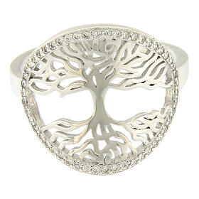 925 silver Tree of Life ring with cubic zirconia