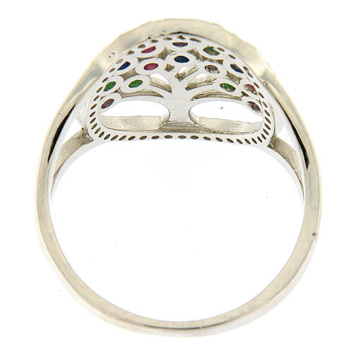 Ring aus Silber 925 mit bunten Zirkonen und Lebensbaum 4