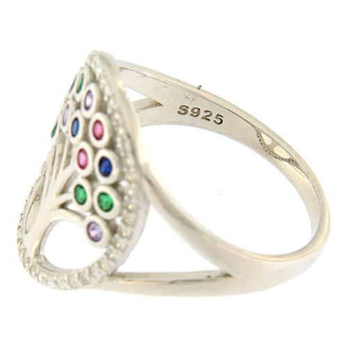 Ring aus Silber 925 mit bunten Zirkonen und Lebensbaum 5