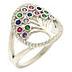 Tree of Life ring with colourful zircons, 925 silver s1