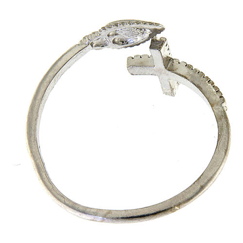 Verstellbarer Ring aus Silber 925 mit Zirkonen-Kreuz 4