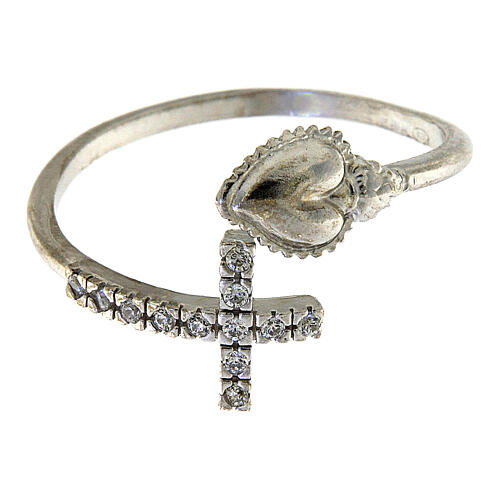 925 silver cross ring adjustable with zircons 3