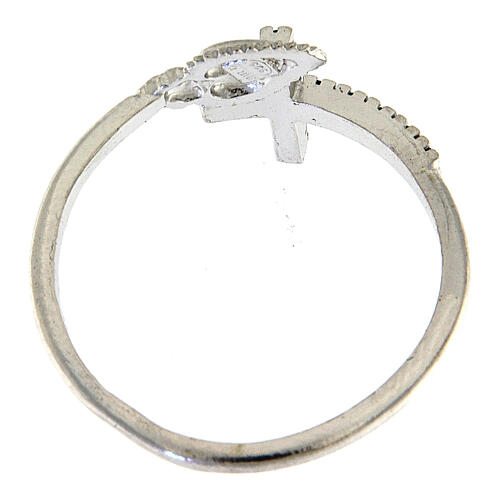 Verstellbarer Ring aus Silber 925 mit Kreuz aus Zirkonen 5