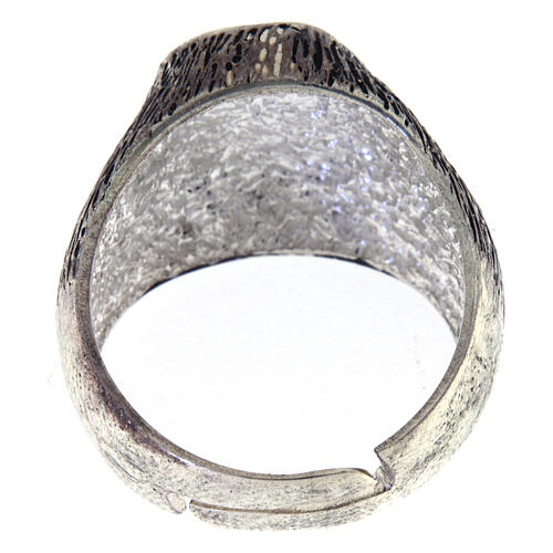 Mit dem Gesicht von Pater Pio verzierter verstellbarer Ring aus Silber 925 3