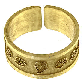 Verstellbarer vergoldeter Ring mit Pater Pius aus Silber 925