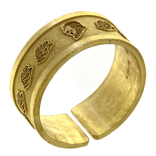 Verstellbarer vergoldeter Ring mit Pater Pius aus Silber 925 1