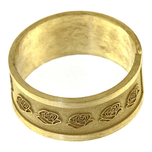 Verstellbarer vergoldeter Ring mit Pater Pius aus Silber 925 3