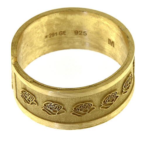 Verstellbarer vergoldeter Ring mit Pater Pius aus Silber 925 4