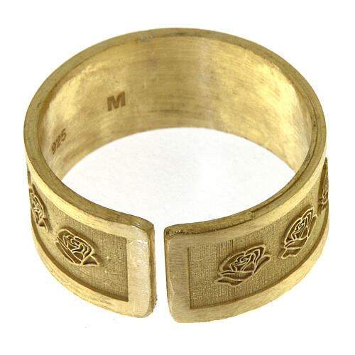 Verstellbarer vergoldeter Ring mit Pater Pius aus Silber 925 5