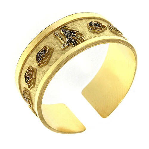 Verstellbarer vergoldeter Ring aus Silber 925 mit der Heiligen Rita 1