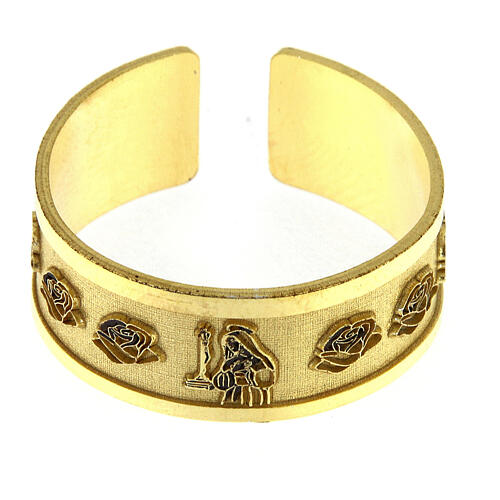 Verstellbarer vergoldeter Ring aus Silber 925 mit der Heiligen Rita 3