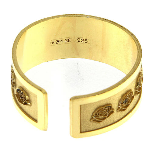 Verstellbarer vergoldeter Ring aus Silber 925 mit der Heiligen Rita 4