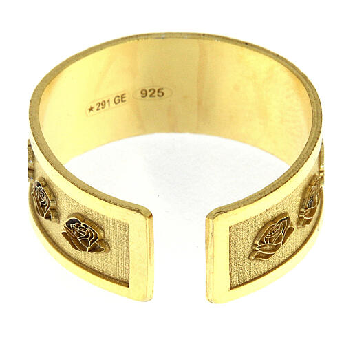 Verstellbarer vergoldeter Ring aus Silber 925 mit der Heiligen Rita 5