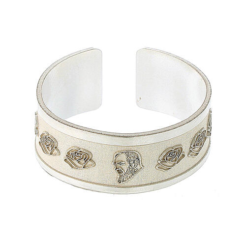 Verstellbarer silberfarbiger Sankt Pius Ring aus Silber 925 mit Durchmesser von 2 cm 3
