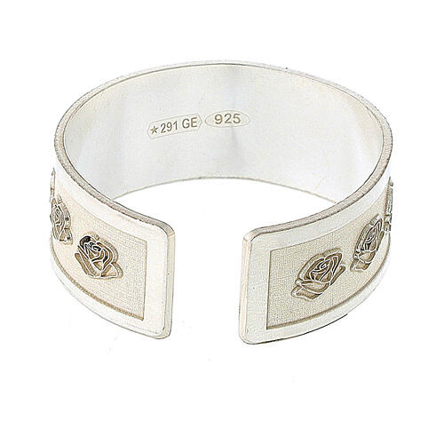 Verstellbarer silberfarbiger Sankt Pius Ring aus Silber 925 mit Durchmesser von 2 cm 4