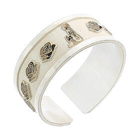 Verstellbarer silberfarbiger Ring aus Silber 925 mit Madonna von Lourdes
