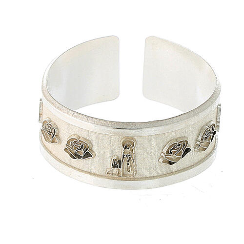 Verstellbarer silberfarbiger Ring aus Silber 925 mit Madonna von Lourdes 2